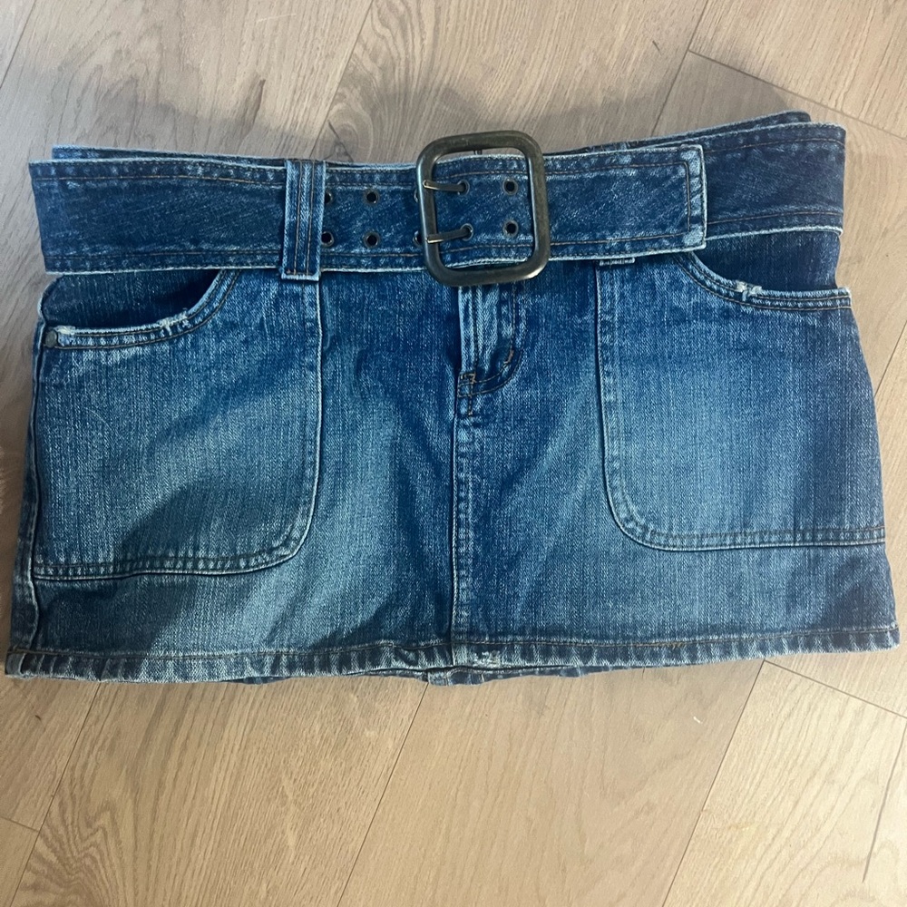 Y2K Denim Mini Skirt with Belt